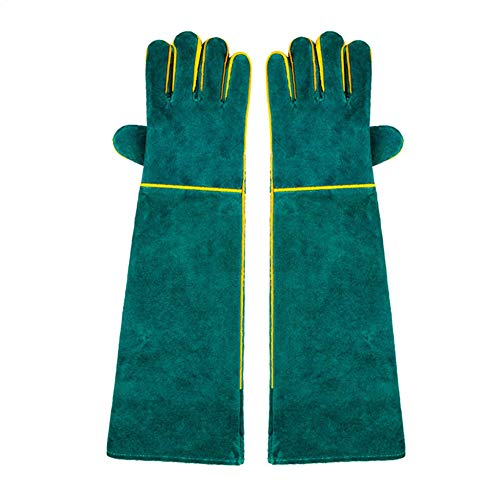 LAIABOR Guantes Soldadura Grandes Cuero con Resistentes al Calor los Cortes Compuesto Rugosa Seguridad Corte Prueba Resistente la puñalada Grandes jardinería Camping Chimenea,Bluegreen