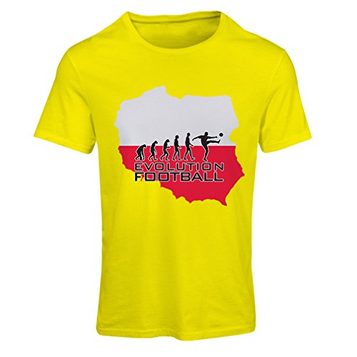 lepni.me N4502F Camiseta Mujer Evolution Footbal - Poland (Medium Amarillo Multicolor)