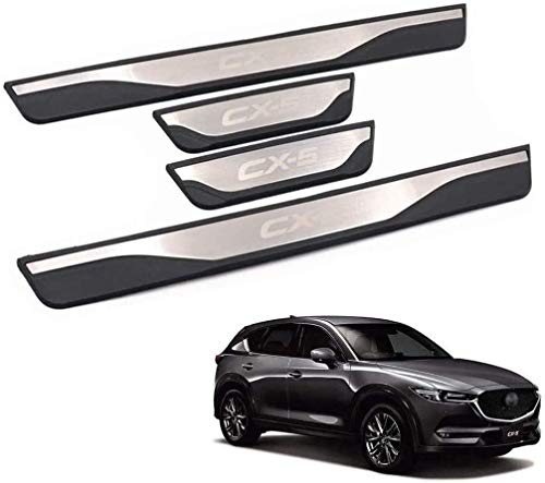 LIMEID 4Pcs Acero Inoxidable Umbral de Puerta, para Mazda CX-5 2013-2020 Protector de Asiento Coche Door Sill Accesorio, Placa Laterales Listones Styling Proteccion