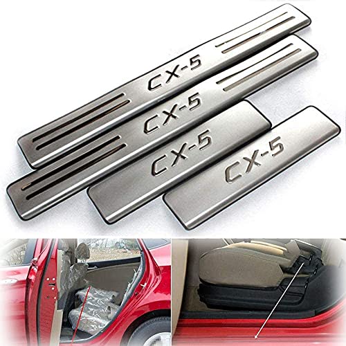 LIMEID 4Pcs Acero Inoxidable Umbral de Puerta, para Mazda CX-5 Cx5 2011 2012 2013 2014 2015 Protector de Asiento Coche Door Sill Accesorio, Placa Laterales Listones Styling Proteccion