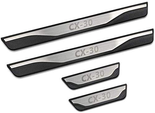 LIMEID 4pcs Placa Desgaste AlféIzar Puerta Acero Inoxidable,para Mazda CX-30 CX30 2019 2020,Placas Coche Barra Umbral Antideslizante Anti-RasguñOs Car Styling Tira ProteccióN Accesorio Decorativo