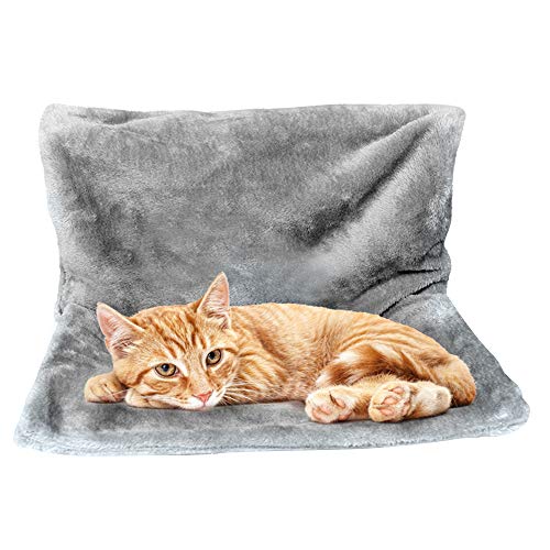 LQKYWNA Cat Cradle Hammock, Colgante para Mascotas, Cama De Radiador Suave Y Esponjosa con Una Cómoda Funda De Felpa Y Un Fuerte Marco De Metal Plegable