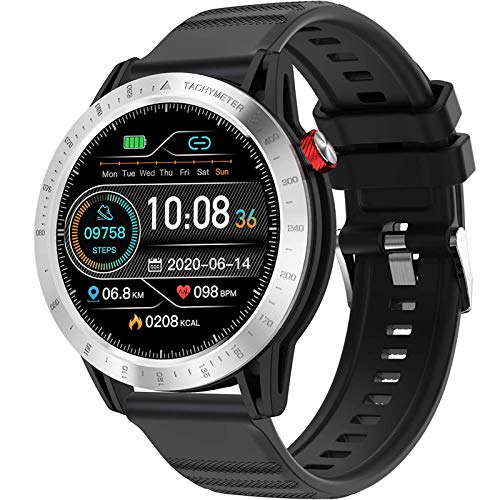 LTLJX Reloj Inteligente Mujer Hombre con Pantalla 1,3 Pulgadas, Pulsómetro, Cronómetros, Calorías, Monitor de Sueño, Podómetro,Impermeable Smartwatch de Moda para Android iOS,Plata