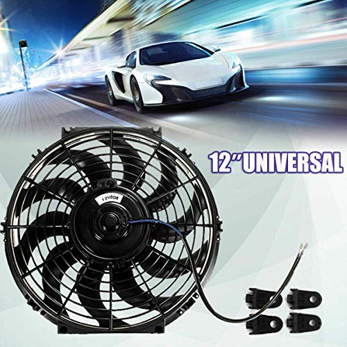 MASO Ventilador de enfriamiento del motor del coche de 12 pulgadas, ventilador eléctrico universal del radiador 12V 80W