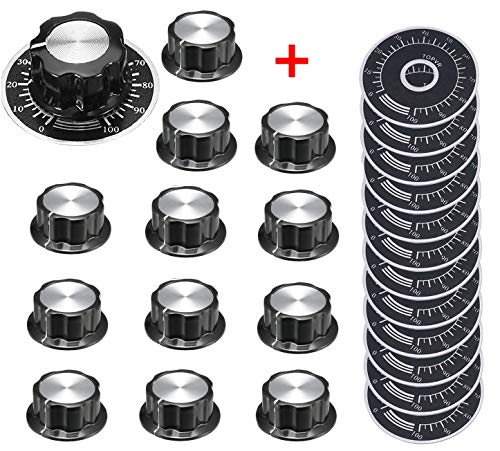 Mf-A03 Potenciómetro De Baquelita Tapón Sombrero,Perilla del potenciómetro+ 0-100 Digital Dial Scale Plate (12Sets)