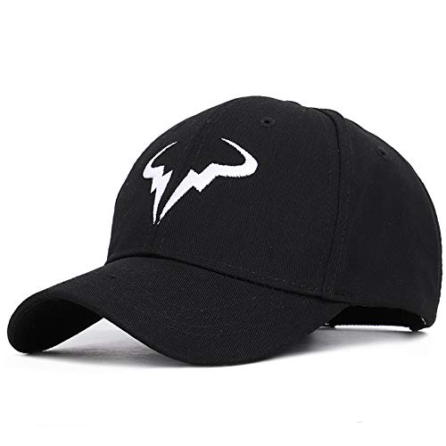 Moda Rafael Nadal Gorra de béisbol Jugador de Tenis Sin Estructura Papá Sombrero Hombres Mujeres Snapback Gorras Hueso Bordado Nadal Sombreros (Color : Black)