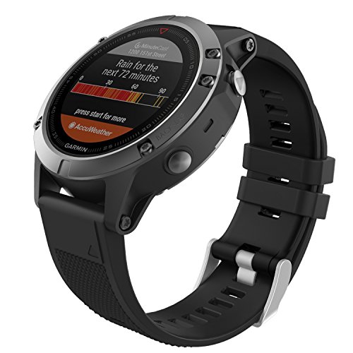 MoKo 22mm Correa Compatible con GGarmin Fenix 6/6 Pro/5/5 Plus/Forerunner 945/935/Approach S62/S60/Quatix 6/Garmin Instinct/MARQ, Banda de Silicona de Reemplazo, Negro