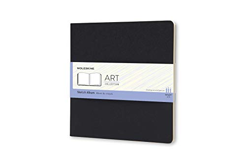 Moleskine - Art Collection, Cuaderno de Dibujo con Tapa Dura, Papel Apto para Bolígrafos, Lápices, Carboncillo, Color Negro, Tamaño Cuadrado 19 x 19 cm, 88 Páginas