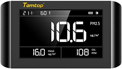 Monitor de CO2, Detector de CO2, Temtop P1000 detector de aire, probador para inquilinos y propietarios de HVAC. Medida PM2.5 PM10 Temperatura de humedad de CO2