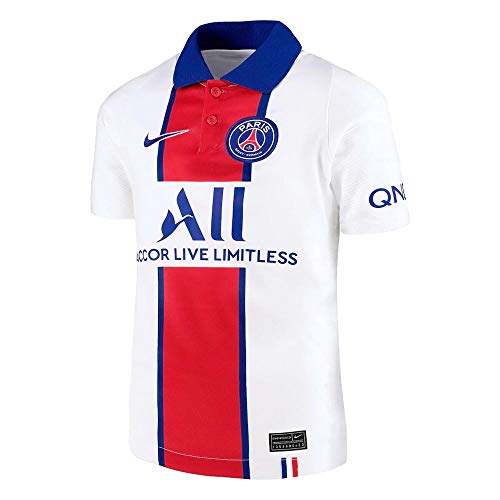 NIKE PSG Y NK BRT Stad JSY SS AW T-Shirt, Unisex niños, White/Old Royal Full Sponsor, S