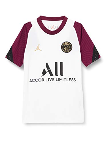 NIKE PSG Y NK BRT Strke Top SS Cl T-Shirt, Unisex niños, White/Bordeaux/Black/Truly Gold Full Sponsor-3Rd, L