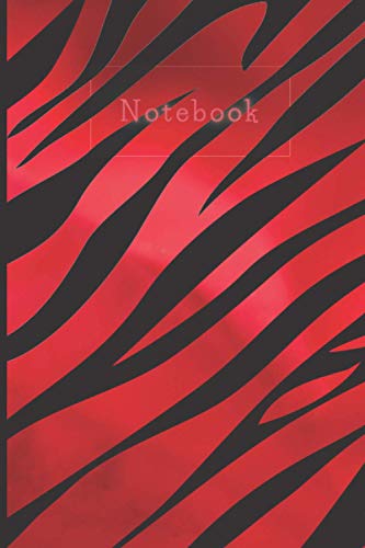 Notebook: Red Zebra Stripes for Brave Women or Girl Stylish Glossy Design 100 pages Lined Size 6x9 inch (Simple Notebook)