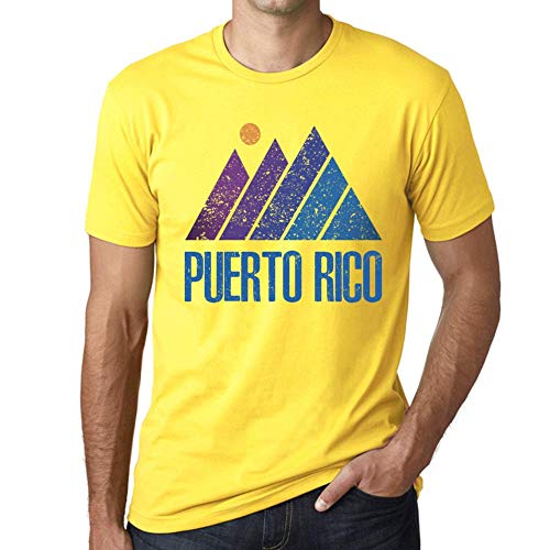 One in the City Hombre Camiseta Vintage T-Shirt Gráfico Mountain Puerto Rico Amarillo