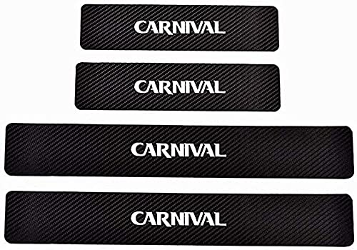 Para Kia Carnival, 4 piezas de pegatinas de fibra de carbono para el umbral de la puerta del coche, almohadillas de protección para el umbral de la puerta