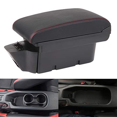 Para Subaru BRZ Caja de reposabrazos de coche Brz Consola central Caja de almacenamiento de doble capa Accesorios interiores (Negro con línea roja)