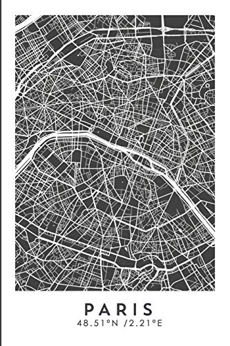 PARIS 48.51ºN /2.21ºE: Cuaderno de viaje. Diario, bullet journal, bujo, Diseñado en Barcelona, cuaderno de dibujo, sketchbook, bujo, punteado, planificador de viajes, mapa de ciudades (CITY MAPS)