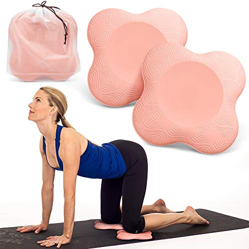 Peakally Rodillera Yoga, 2pcs Yoga Hombro Almohadillas Pilato Ejercicio Fitness Deporte [Antideslizante] [Espuma Suave] Protector Colchonetas para Rodillas, Manos, muñecas y Codos-Naranja