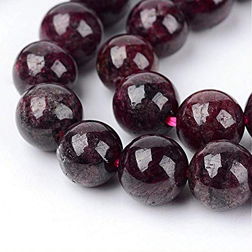 Perlas de piedras preciosas naturales, granate, redondas, 4 mm, para joyas, diseño de joyas, accesorios para manualidades, cadena de perlas G48