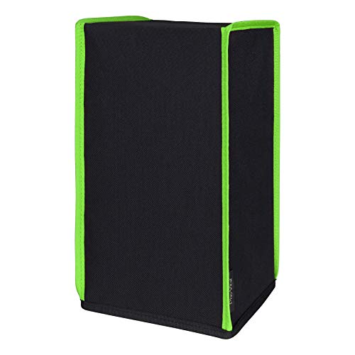 PlayVital Cubierta a Prueba de Polvo para Xbox Series X Consola Funda contra Polvo Guardapolvo de Nylón Protector Forro Suave Fácil de Acceso Cubierta para Consola de Xbox Series X(Ribete Verde Neón)