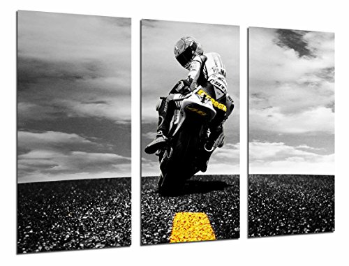 Poster Fotográfico Moto de Carretera, Motorista, Amarillo Tamaño total: 97 x 62 cm XXL