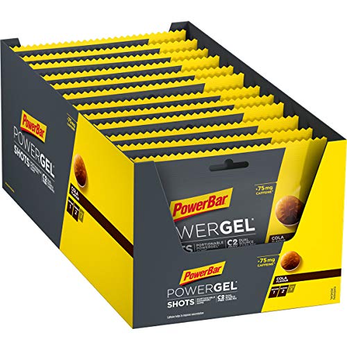 PowerBar Powergel Shots Cola 24 x 60G - Neumáticos de Alta Energía + C2Max + 75Mg Cafeína 1440 g