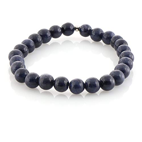 Pulsera de zafiro azul, pulsera de piedra natal de septiembre, zafiro azul índigo oscuro, joyería de zafiro, pulsera de piedras preciosas, regalo para mamá