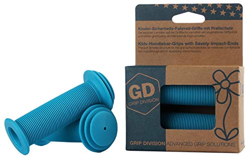 Puños para bicicleta para niños con protección de impacto de seguridad de GD Grip Division , color azul, tamaño 100 x 43 mm, 0.13