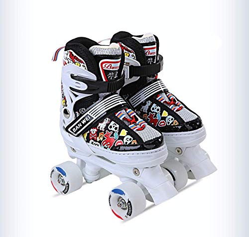 QIANG Patines Infantiles Niños Mujer Hombre Tamaños Ajustable Protecciones para Niña Principiantes Patines Transpirables,Black-XS(27-30)