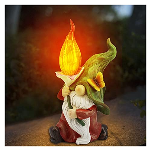 Qingqi Jardín Dwarf GNOME Estatuas con LED Solar Luz Figuras de Resina Jardín Enano Esculturas Decoración Decoración Decoración al Aire Libre 20x16x35cm