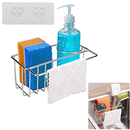 QUCUMER Porta Estropajos Cocina Acero Inoxidable Organizador Fregadero Adhesivo Organizador Cocina Fregadero Soporte se Esponja Cocina Organizador para Fregadero Cocina + un Adhesivo