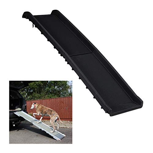 Relaxdays Rampa para Perros Coche, Plegable, Antideslizante, Maletero, hasta 90 kg, Plástico, 1 Ud, 156 x 40 cm, Negro