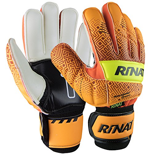 Rinat Kancerbero Quantum Basico Guante de Portero, Unisex niños, Naranja/Amarillo neón, 4