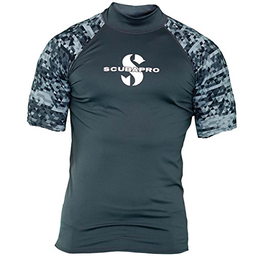 SCUBAPRO Graphite Rash Guard - Camiseta de Manga Corta para Hombre, Corte Ajustado, protección UV, colección 2017 (L)