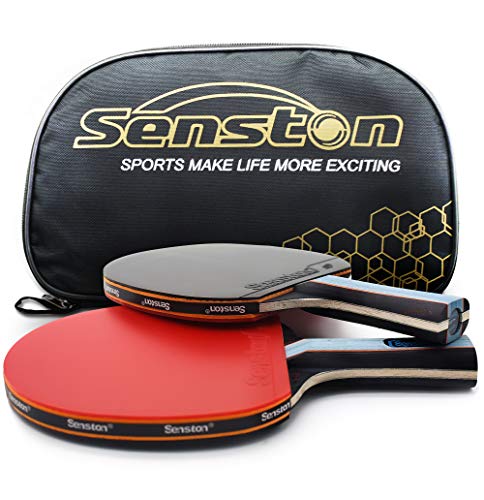 Senston Juego de Raquetas de Tenis de Mesa, Juego de Paleta Profesional de Ping Pong, Bate de Tenis de Mesa Juego de 2 Jugadores para el hogar Interior al Aire Libre