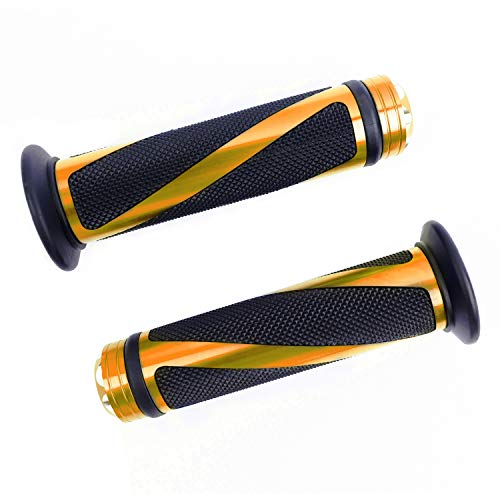 SFONIA 2pcs Manijas para Moto Puños de Manillar Agarraderas Moto 22MM 7/8" Caucho Antideslizante Universal para Moto Scooter Quad Cruiser Off Road (Amarillo)