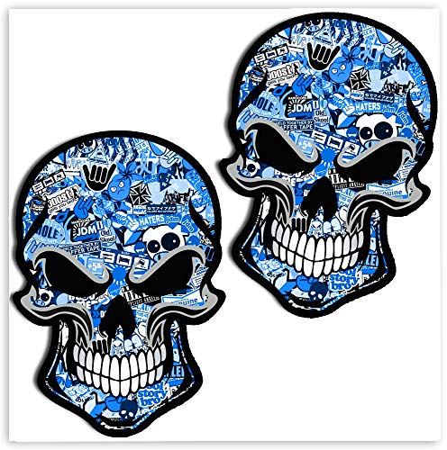 SkinoEu® 2 x PVC Laminado Adhesivos Pegatinas DC Stickers Bomb Calavera Cráneo Punisher para Motociclista Autos Coches Motos Ciclomotores Bicicletas Ordenador Portátil Regalo B 50