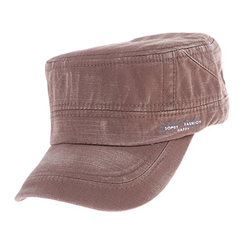 Sombrero Plano de Algodón Unisex Casquillo de Cadete Gorro de Ejército con Visera Protección Solar para Deporte al Aire Libre - marrón, como se describe