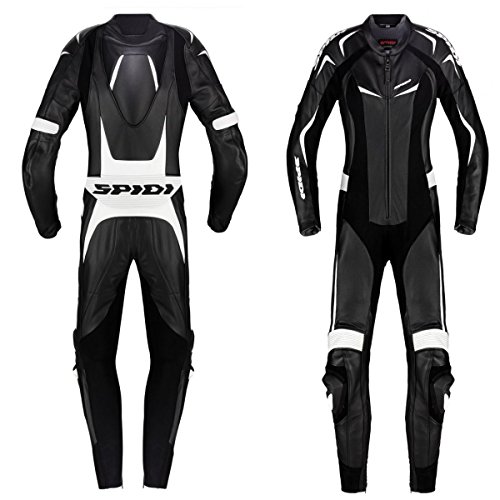 SPIDI Traje de Piel para Moto Track Wind Pro Lady, Negro/Blanco, 48