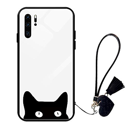 Suhctup Compatible con OPPO R11 Funda Vidrio Templado con Cordón Cuerda y Dibujos Diseño Carcasa TPU Cuadro Suave Bumper Anti-Choques Anti-Arañazos Cover,Gato