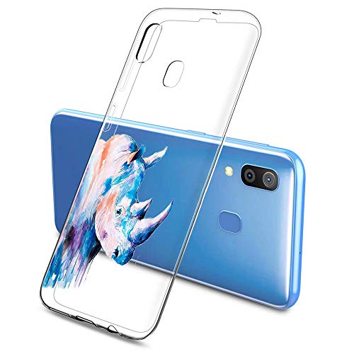 Suhctup Compatible con OPPO R11 Plus/R10 Plus Funda de TPU Silicona con Dibujos Lindo Animados Diseño Cárcasa Slim Transparente Suave Flexible Antigolpes Proteccion Bumper Caso，Rinoceronte