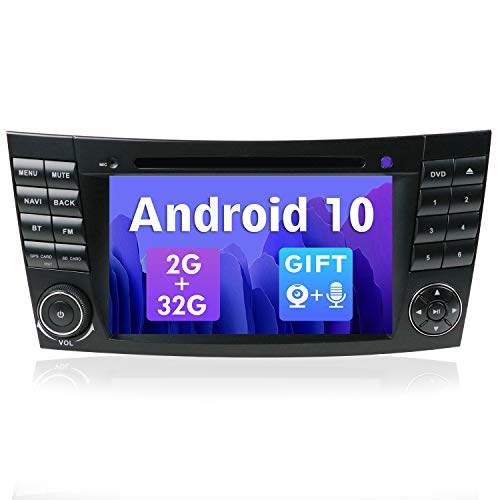 SXAUTO Android 10 Autoradio Compatible Mercedes Benz Classe E W211 CLS W219 - [2G+32G] - Gratis Cámara Trasera Canbus - 2 DIN 7 Pulgada - Soporte Dab 4G WLAN Bluetooth5.0 Carplay Volante Android Auto