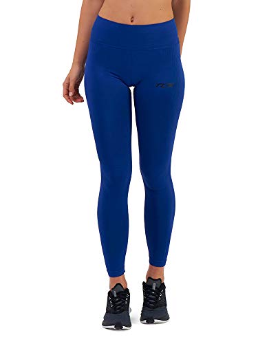 TCA Pro Performance Supreme - Mallas deportivas para mujer con bolsillo con cremallera, Mujer, azul, small