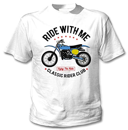 Teesandengines Bultaco pursang mkii 370 Ride with me Camiseta Blanca para Hombre de Algodon Size Xlarge