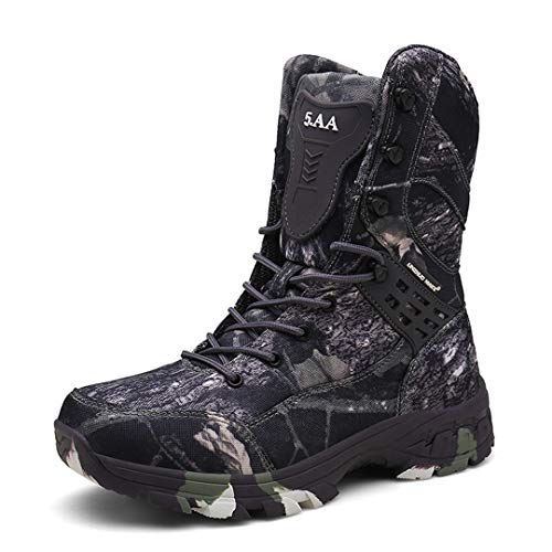 TH&Meoostny Hombres Senderismo Combate Camuflaje al Aire Libre Táctico Sin Zapatos Botas de Caza Impermeables Q5 Gray 11