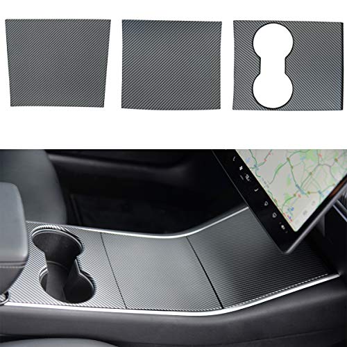 topfit Model 3 Kit de envoltura de consola central Reposabrazos Cubierta protectora de plástico ABS Etiqueta de decoración interior de fibra de carbono para el Model 3