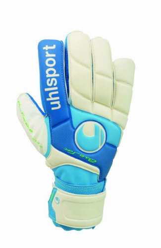 uhlsport - Guantes de Portero Fangmaschine Aquasoft, tamaño 9'5, Blanco/Azul