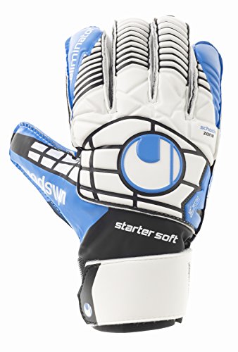 uhlsport Guantes para niños - Eliminator Starter Soft, Todo el año, Infantil, Color weiß/Schwarz/Energy Blau, tamaño 7,5