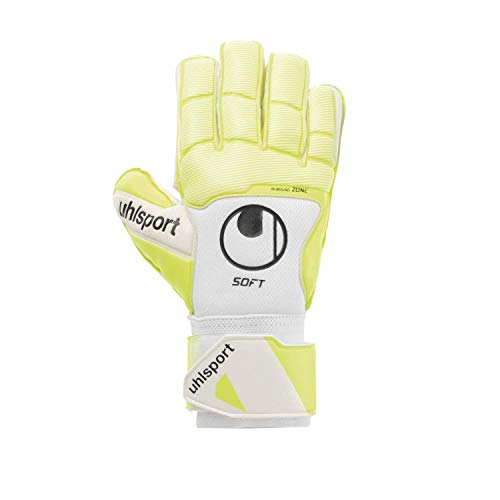 uhlsport Pure Alliance Soft Pro Guantes de Portero, Hombre, Blanco/Amarillo Fluor/neg, 9