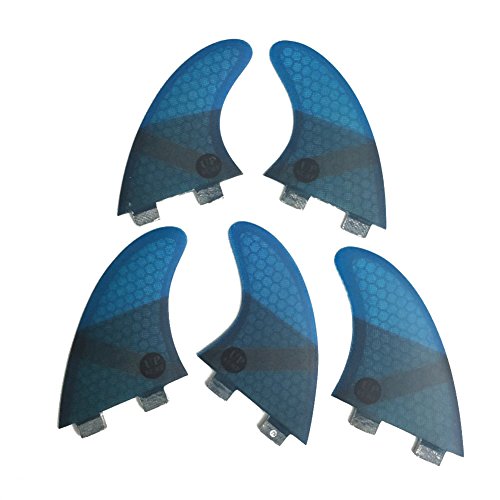 UPSURF Tabla de Surf Tri - Quad Fin Set FCS Aletas Fibra de Vidrio Aletas Thruster (Azul K2.1)