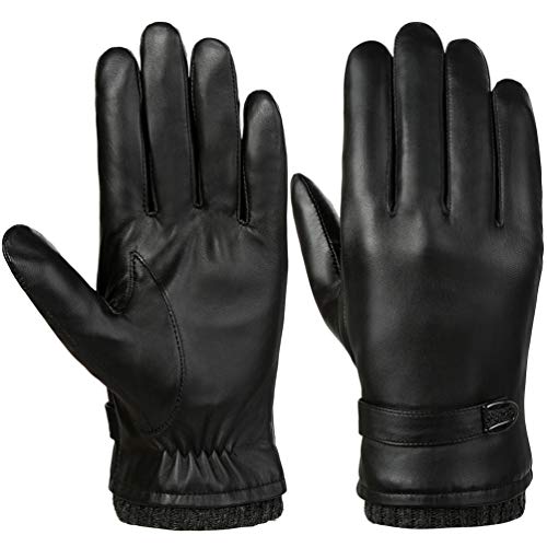 VBIGER Guantes de Cuerno Invierno para Hombre, Puños de Punto y Guantes de Pantalla Táctil de Cinco Dedos